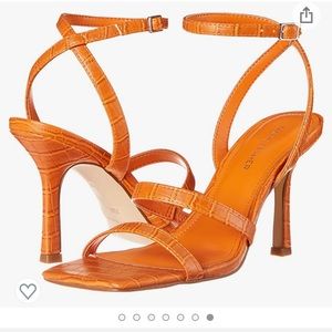 Orange ‘Deric’ Snakeskin Sandals